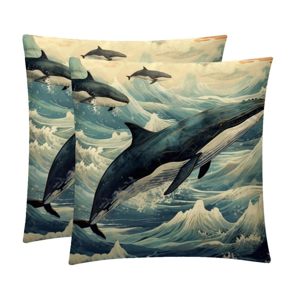 Whale Chair Pillow Covers Set of 2 Throw Pillow Decorative Pillows Velvet with Unique Patterns for Various Occasions - Available in 16x16, 18x18, and 20x20 Inches