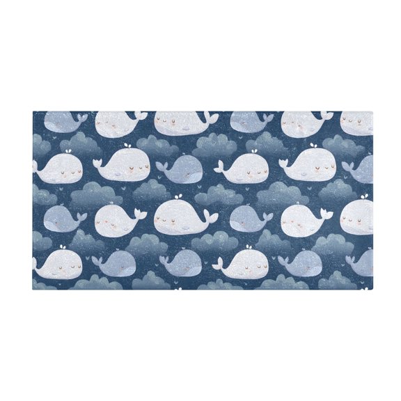Whale Cloud Pattern Bath Mat 39x20 Inch Soft Absorbent Non-Slip Plush Bathroom Rug for Floor