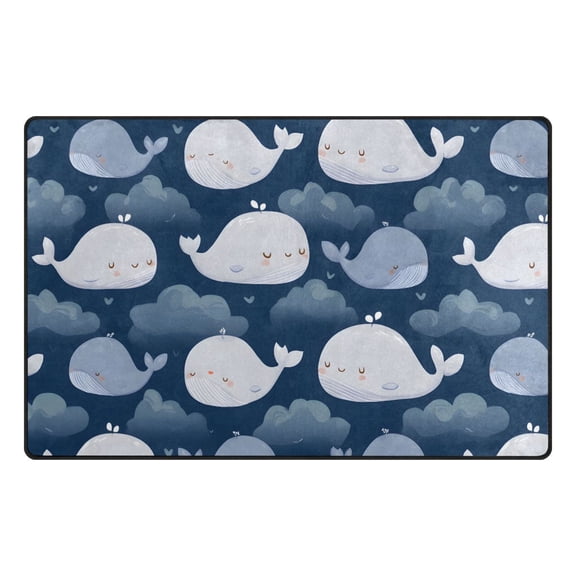 Whale Cloud Pattern Memory Foam Area Rug 31"x20" Non Slip, Absorbent, Fade Proof for Living Room, Bedroom, Office