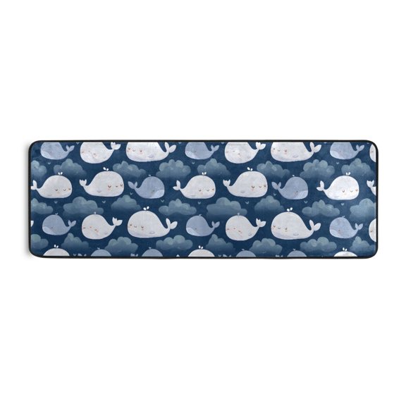 Whale Cloud Pattern Runner Rug 24x72 Inch Cushioned Non Slip Soft Absorbent Floor Mat