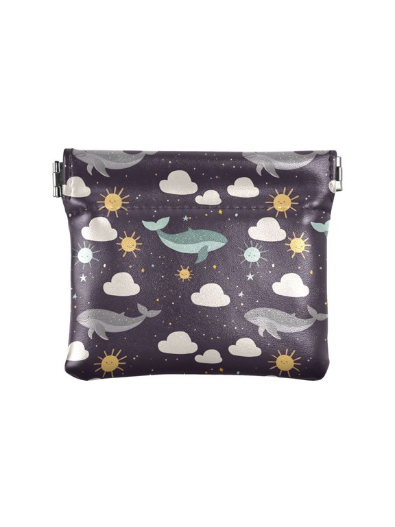 Whale Cloud Sun Wallet Small PU Leather Change Pouch Wallet for Women