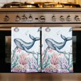 thumbnail image 1 of Whale Coastal Kitchen Towels Set of 4, Summer Beach Ocean Shell Jellyfish Starfish Absorbent Dish Towels for Kitchen, Microfiber Hand Towel, Quick Drying Tea Towel for Cleaning Decorative Dishcloths, 1 of 7