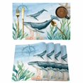 thumbnail image 1 of Whale Coastal Placemats Set of 6, Summer Beach Nautical Starfish Compass Placemats for Dining Table, Place Mats for Kitchen Tabletop, Waterproof Wipeable Dining Table Mats Set, 1 of 9