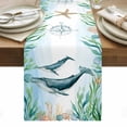 thumbnail image 1 of Whale Coastal Table Runner - 70 Inch Long, Kitchen Dining Table Runner Dresser Scarves, Summer Beach Nautical Starfish Compass Farmhouse Decor for Coffee Tables Wedding Party Banquet, 1 of 8