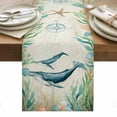 thumbnail image 1 of Whale Coastal Table Runner - 70 Inch Long, Kitchen Dining Table Runner Dresser Scarves, Vintage Nautical Ocean Starfish Compass Farmhouse Decor for Coffee Tables Wedding Party Banquet, 1 of 8