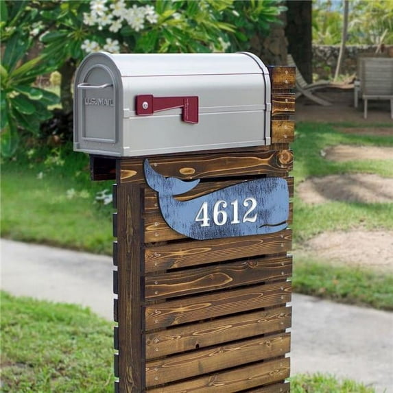 Whale Coastal Wooden House Number Sign by G. DeBrekht | Coastal Sea-Life Decor - MA985162