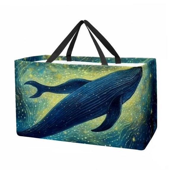 Whale Collapsible Oxford Cloth Laundry Bag Grocery Bags Shopping Bag with Reusable Foldable Large Capacity