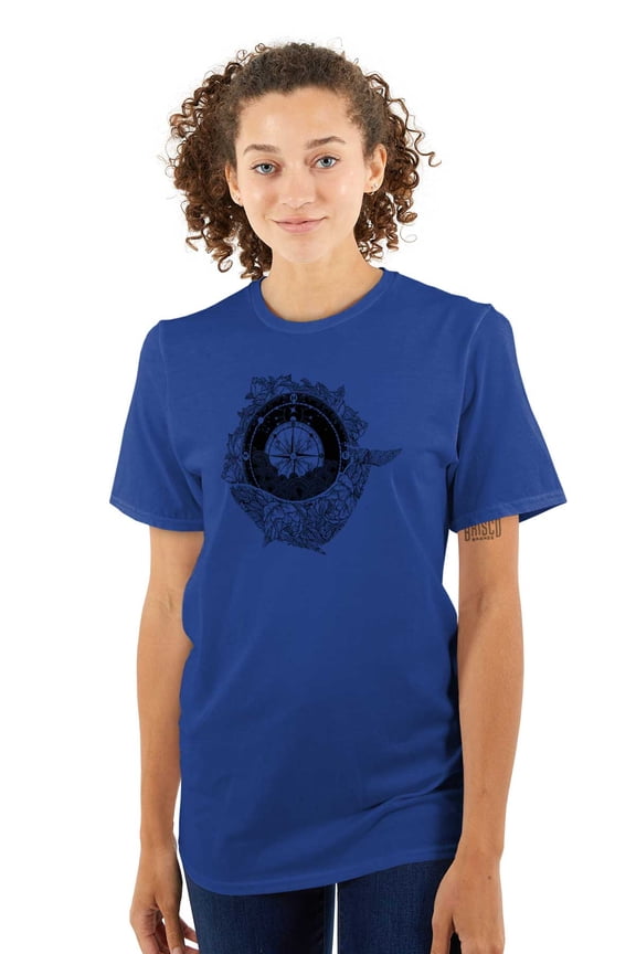 Whale Compass Free Spirit Animal Women's Plus Size Graphic Tee Brisco Brands 2X