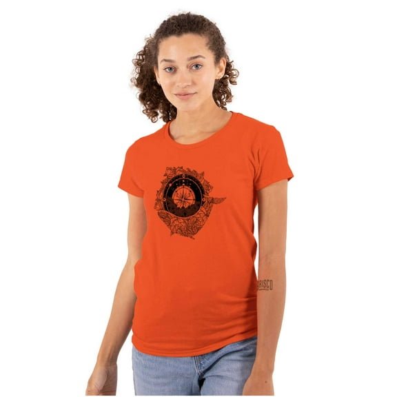 Whale Compass Free Spirit Animal Womens Fitted Plus Size Graphic Tee Brisco Brands 2X