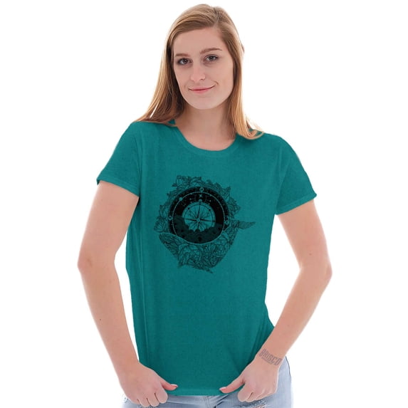 Whale Compass Free Spirit Animal Women's T Shirt Ladies Tee Brisco Brands 2X