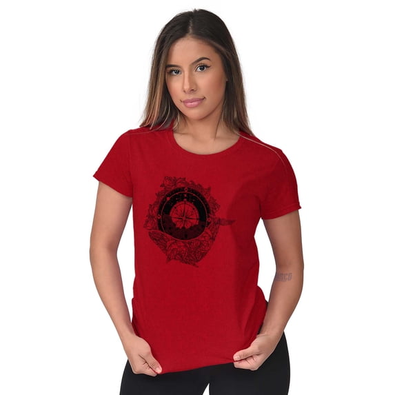 Whale Compass Free Spirit Animal Womens Slim Fit Graphic Tee Brisco Brands S