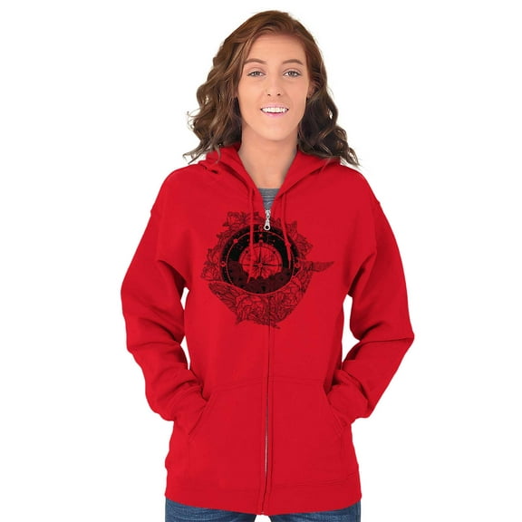 Whale Compass Free Spirit Animal Zip Hoodie Sweatshirt Women Brisco Brands L