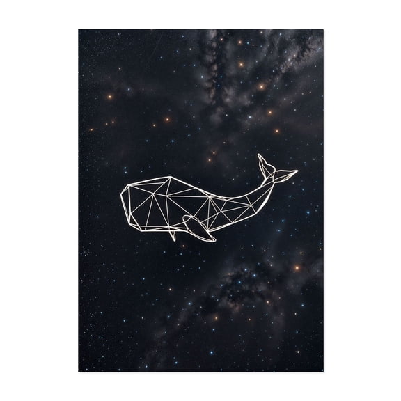 Whale Constellation - Digital Art Space Stars Night Sky Geometric Cosmic Astronomy Abstract Unframed Wall Art Print 24 x 36 inches