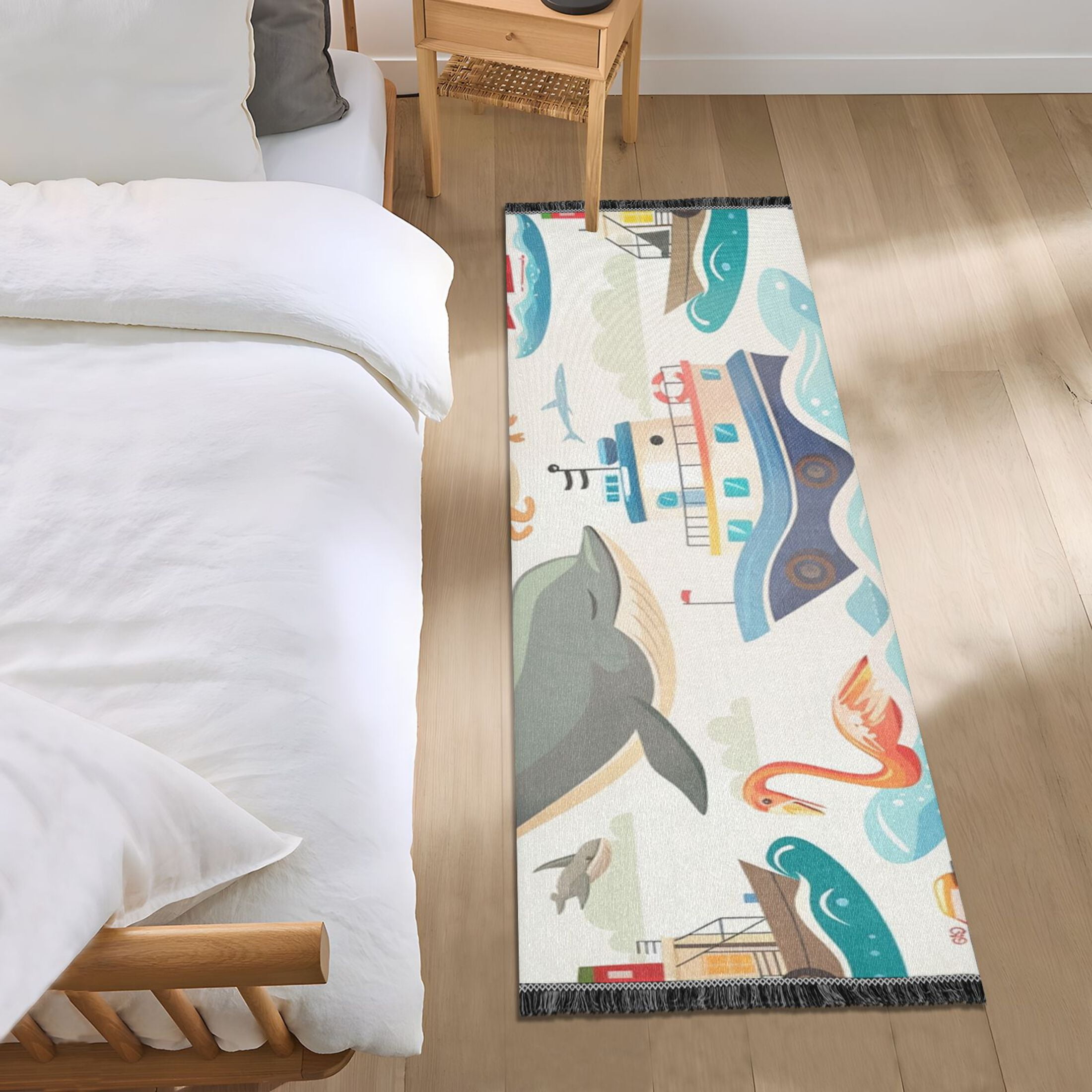 Whale Cruises Dolphin Sailboat Runner Area Rug 2x6 Soft Non-Slip Washable  Bedside Carpet for Hallway Bedroom Living Room Home Decor - Walmart.com