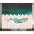 thumbnail image 1 of Ambesonne Whale Curtains 2 Panel Set, Fish Swimming Submarine, 108" x 84", Petrol Blue Turquoise, 1 of 3