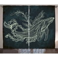thumbnail image 1 of Ambesonne Whale Curtains 2 Panel Set, Doodle Coral Reef Seaweed, 108" x 108", Slate and Petrol Blue, 1 of 3