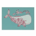 thumbnail image 1 of Whale Cutting Board, Big Fish Swimming and Floral Marine Animal Mammal Creature Themed Design, Decorative Tempered Glass Cutting and Serving Board, Small Size, White Teal, by Ambesonne, 1 of 1