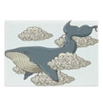 thumbnail image 1 of Whale Cutting Board, Whale Hovering on Sky Clouds Animal Fish Marine Life Nautical Sea Graphic Art, Decorative Tempered Glass Cutting and Serving Board, Large Size, Beige Slate Blue, by Ambesonne, 1 of 5
