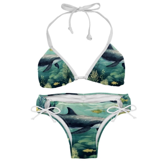 Whale Detachable Sponge Adjustable Strap Bikini Set Two-Pack, Ideal for Beach and Pool Parties