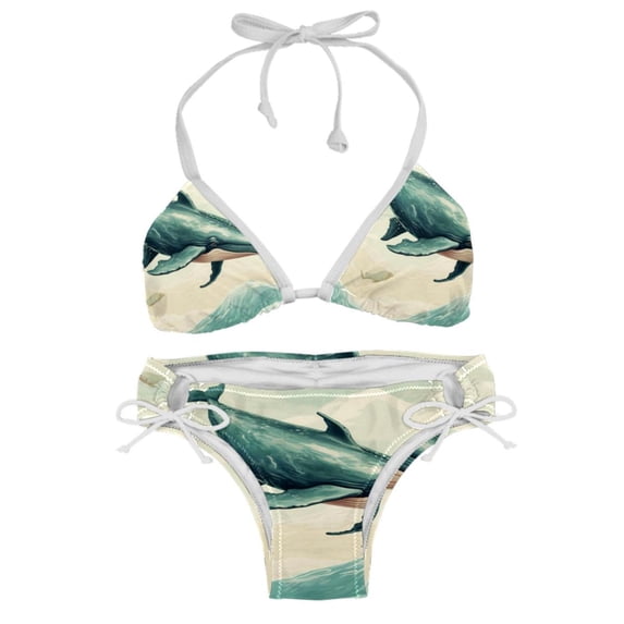 Whale Detachable Sponge Adjustable Strap Bikini Set Two-Pack - Versatile Swim Suit Set