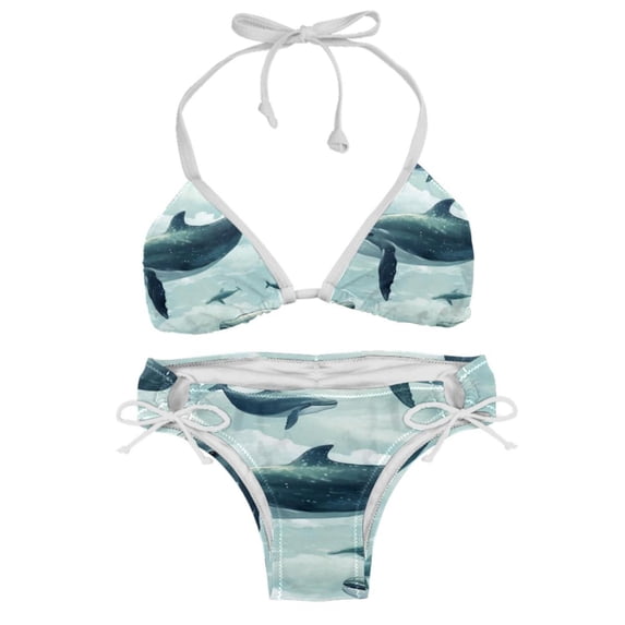Whale Detachable Sponge Adjustable Strap Bikini Set - Two-Pack for Beach and Pool Swimwear