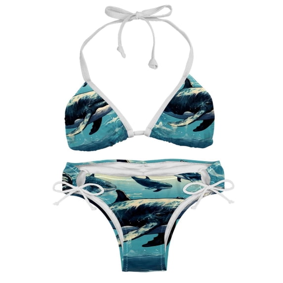 Whale Detachable Sponge Adjustable Strap Bikini Set - Two-Pack for Versatile Swim Suit Looks