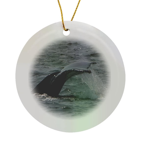 3drose, Whale Diving, Circle Porcelain Ornament