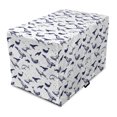 thumbnail image 1 of Whale Dog Crate Cover, Monochrome Marine Exotic Ocean Fishes Whales Swimming Wildlife Sea Illustration, Easy to Use Pet Kennel Cover Small Dogs Puppies Kittens, 7 Sizes, Indigo and White, by Ambesonne, 1 of 1