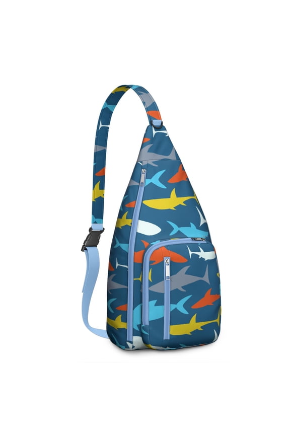 Whale & Dolphin Sling Backpack&nbsp;- Cute Cartoon Marine Animal Print Crossbody Shoulder Bag, Lightweight Daypack for Commuting