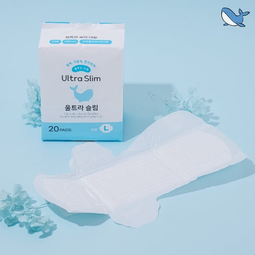 Whale Done Ultra Thin Sanitary Pads with Wings for Women (L)
