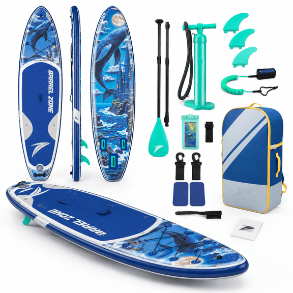 Whale Dream 11'x33"x6" Inflatable Stand Up Paddle Board with Accessory Set