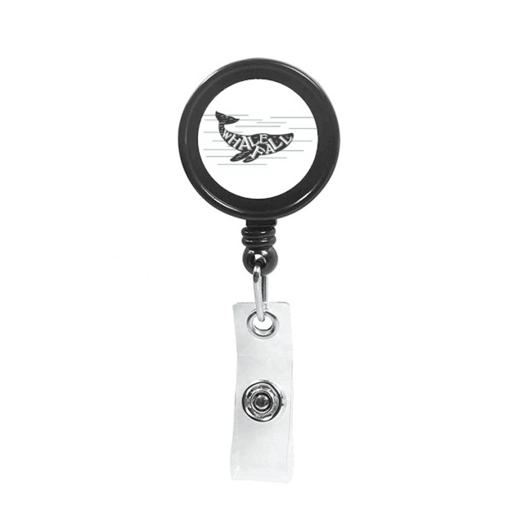 Whale Drop Outline Swimng Retractable Keychain Badge Holder ID Badge
