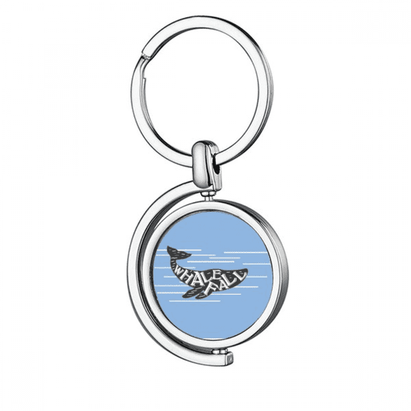 Whale Drop Outline Swimng Rotating Keychain Metal Keyring Holder