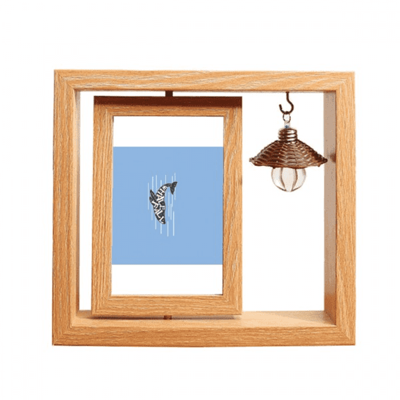Whale Drop Outline Swimng Wooden Rotating Picture Photo Frame 4x6