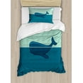 thumbnail image 1 of Whale Duvet Cover Set, Big Blue Whale Half of It Swimming on the top of Ocean Sea Life Image, Decorative 2 Piece Bedding Set with 1 Pillow Shams, Twin Size, Pale Blue and Dark Blue, by Ambesonne, 1 of 3