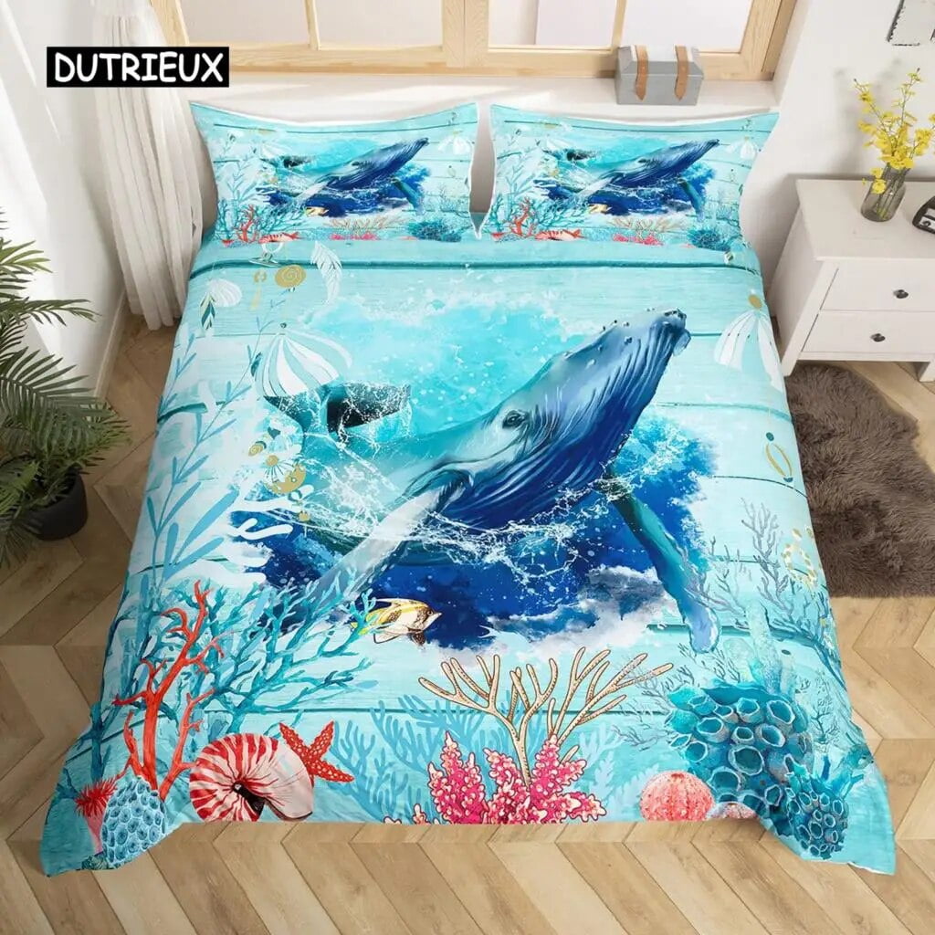 Whale Duvet Cover Set Size Starry Stars Universe Nebula Comforter Cover ...