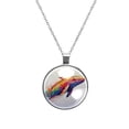 thumbnail image 1 of Whale Elegant Glass Design Circular Pendant Necklace - Stylish Statement Necklaces, 1 of 5