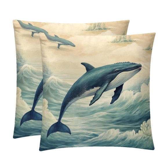 Whale Elegant Velvet Throw Pillow Covers Set with Unique Patterns - 16x16", 18x18", 20x20" - Pack of 2 for Chair Pillow Covers and Various Occasions