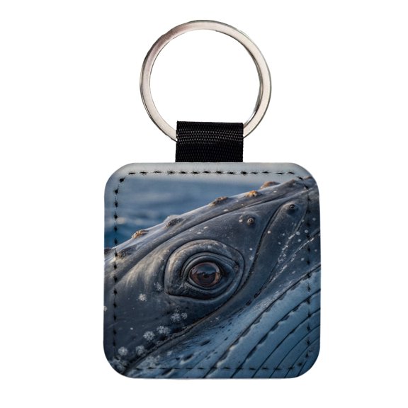 Whale Eye Close Up Faux Leather Square Keychain