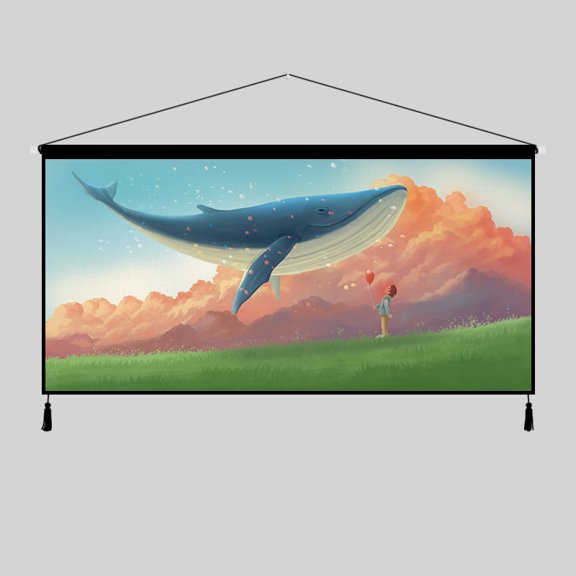 Whale Fabric Wall Hanging - Soothing Decor for Living Room, Bedroom & Dorm Makeover