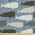 thumbnail image 1 of Ambesonne Whale Fabric by the Yard Upholstery, Abstract Art Silhouettes, 5 Yards, Multicolor, 1 of 4