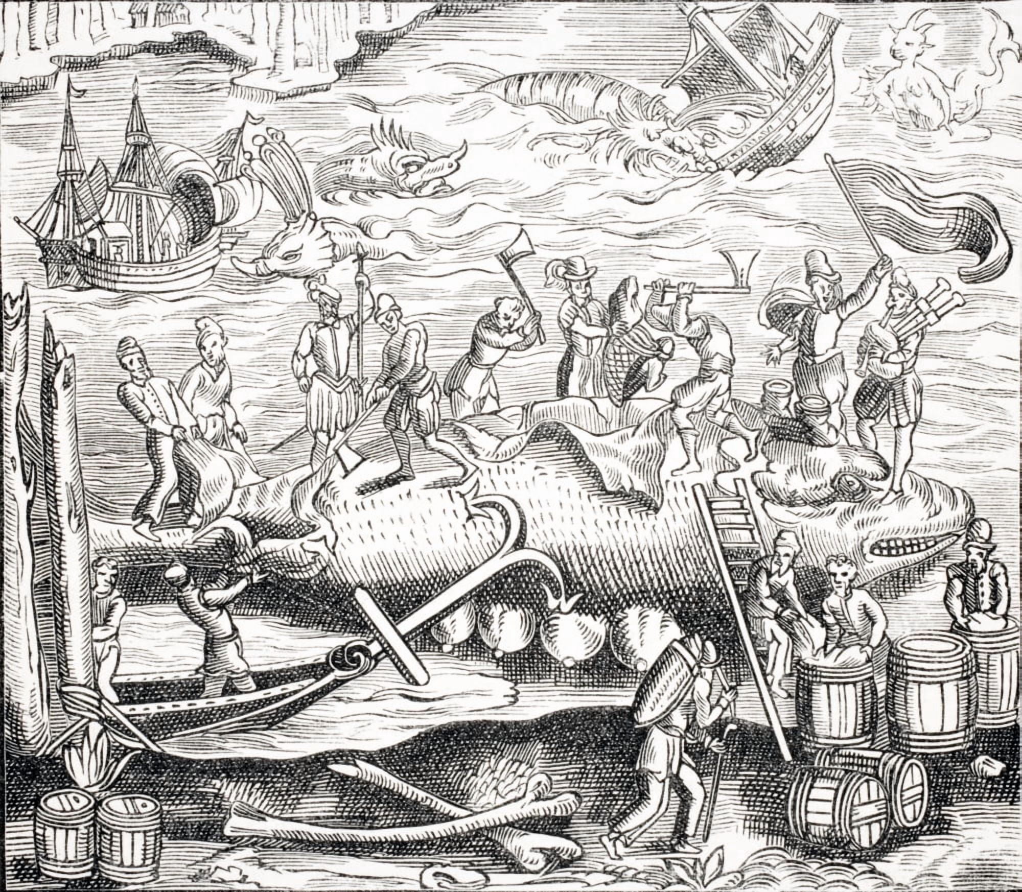 Whale Fishing After Woodcut In Cosmographie Universelle Of Thevet Published 1574 Canvas Art - Ken Welsh Design Pics (15 x 13)