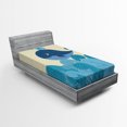thumbnail image 1 of Ambesonne Cartoon Fitted Sheet, Smiling Whale and Lines, Twin XL Size, Dark Blue Blue, 1 of 2