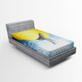 thumbnail image 1 of Whale Fitted Sheet, Whales Tail in Ocean on Full Moon Diving in Water Swimmer Marine Animal Print, Soft Decorative Fabric Bedding, Twin XL Size, Yellow Grey Blue, by Ambesonne, 1 of 2