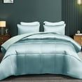 thumbnail image 1 of Whale Flotilla 3-Piece Reversible Silky Soft Twin Size Comforter Bedding Set, Luxurious Satin Comforters with 1 Satin Pillowcase, Lightweight Duvet for All Seasons, Haze Blue, 1 of 8