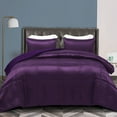 thumbnail image 1 of Whale Flotilla 3-Piece Reversible Silky Soft Twin Size Comforter Bedding Set, Luxurious Satin Comforters with 1 Satin Pillowcase, Lightweight Duvet for All Seasons, Deep Purple, 1 of 8