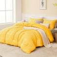 thumbnail image 1 of Whale Flotilla 2-Piece Tufted Twin Size Comforter Set, Soft Fluffy Shabby Chic Comforter for All Seasons, Farmhouse Boho Duvet Bedding Sets with 1 Pillow Sham, 68"x90", Yellow, 1 of 9