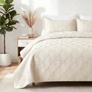 Whale Flotilla California King Size Quilt Set, Soft Ultrasonic 104x112 Inch Bedding Set, Lightweight Bedspread Coverlet with Vintage Pattern, Reversible Bed Cover for All Seasons, Brich Beige