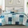 thumbnail image 1 of Whale Flotilla 3-Piece King Comforter Set, Soft Reversible Bedding Comforter Sets, Patchwork Printed Down Alternative Comforter Duvet for All Seasons, Blue, 1 of 9