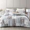thumbnail image 1 of Whale Flotilla 3-Piece King Comforter Set, Soft Reversible Bedding Comforter Sets, Patchwork Printed Down Alternative Comforter Duvet for All Seasons, Grey, 1 of 9